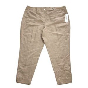 Calvin Klein Khaki Tan Linen Blend Dress Capri Pants Women’s 20W Tapered Ankle